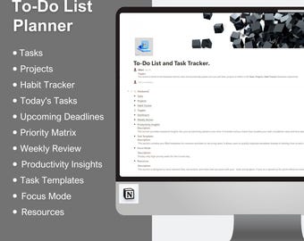 Notion To-Do List Template: Habit Tracker, Task Management (Digital Download)