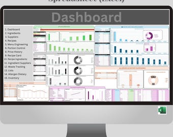 Recipe Costing & Menu Engineering Excel Template: Food Cost Analysis (Digital Download