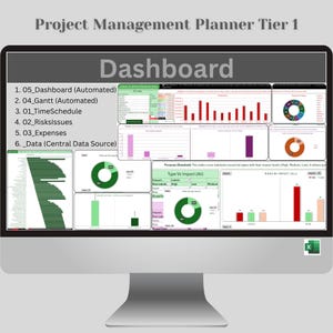 Excel Project Management Template: Gantt Chart, Budget Dashboard (Digital Download)