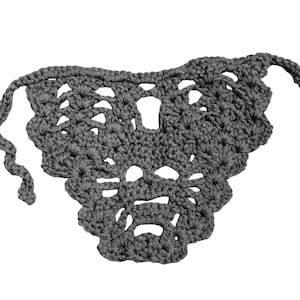 Handmade Crochet Black Bandana Headband with Skull and Coffin Design