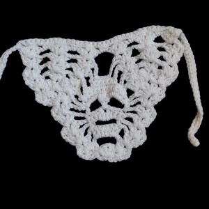 Handmade Crochet White Bandana Headband with Skull and Coffin Design