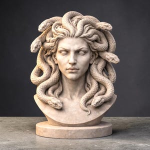Medusabyst STL – Grekisk mytologistaty – Gorgonskulptur – Ormhårsbyst – 3D-utskrivbar dekor