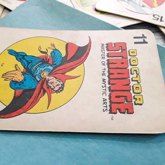 Vintage Superhero Doctor Strange Master Of The Mystic Arts Marvel Comic Book Card Circa 1978 Milton Bradley Large 5 12 X 3 12 - 
