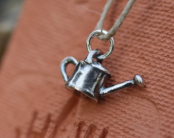 Watering Can Garden Charm Necklace, Botanical Jewelry