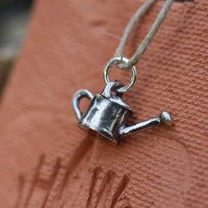Watering Can Garden Charm Necklace, Botanical Jewelry