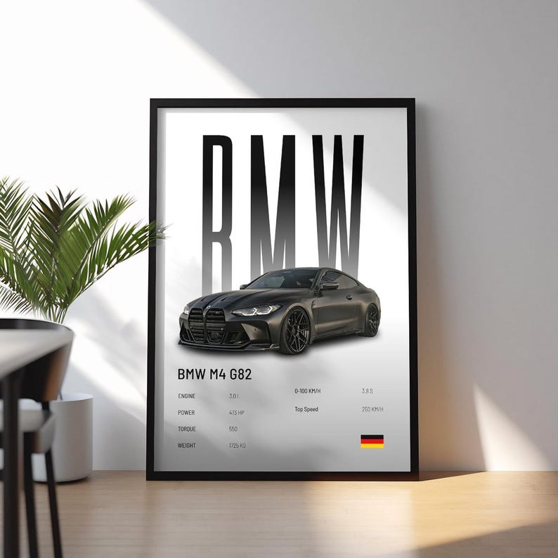 BMW M4 G82 Hyper Car Poster Super Car Print Art Print Poster Home Decor ...