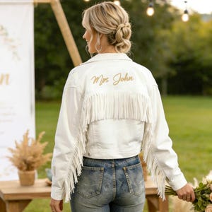 Embroidered Bride Jacket,Personalized Bride Jacket,Custom Personalized Jacket,Wedding Jean Jacket,Bride Gift