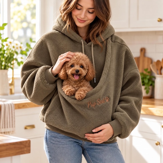 Personalized Pet Carrier Hoodie,Custom Embroidered Dog Pouch Sweatshirt,Small Dog Carrier Hoodie,Dog Mom Gift,New Puppy Gift