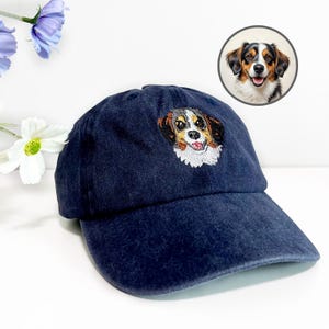 Custom EMBROIDERED Pet Hat Using Pet Photo,Personalized Dog Hat,Custom Cat Hat,Custom Dog Baseball Cap,Father&#39;s Day,Personalized Hat for Dad