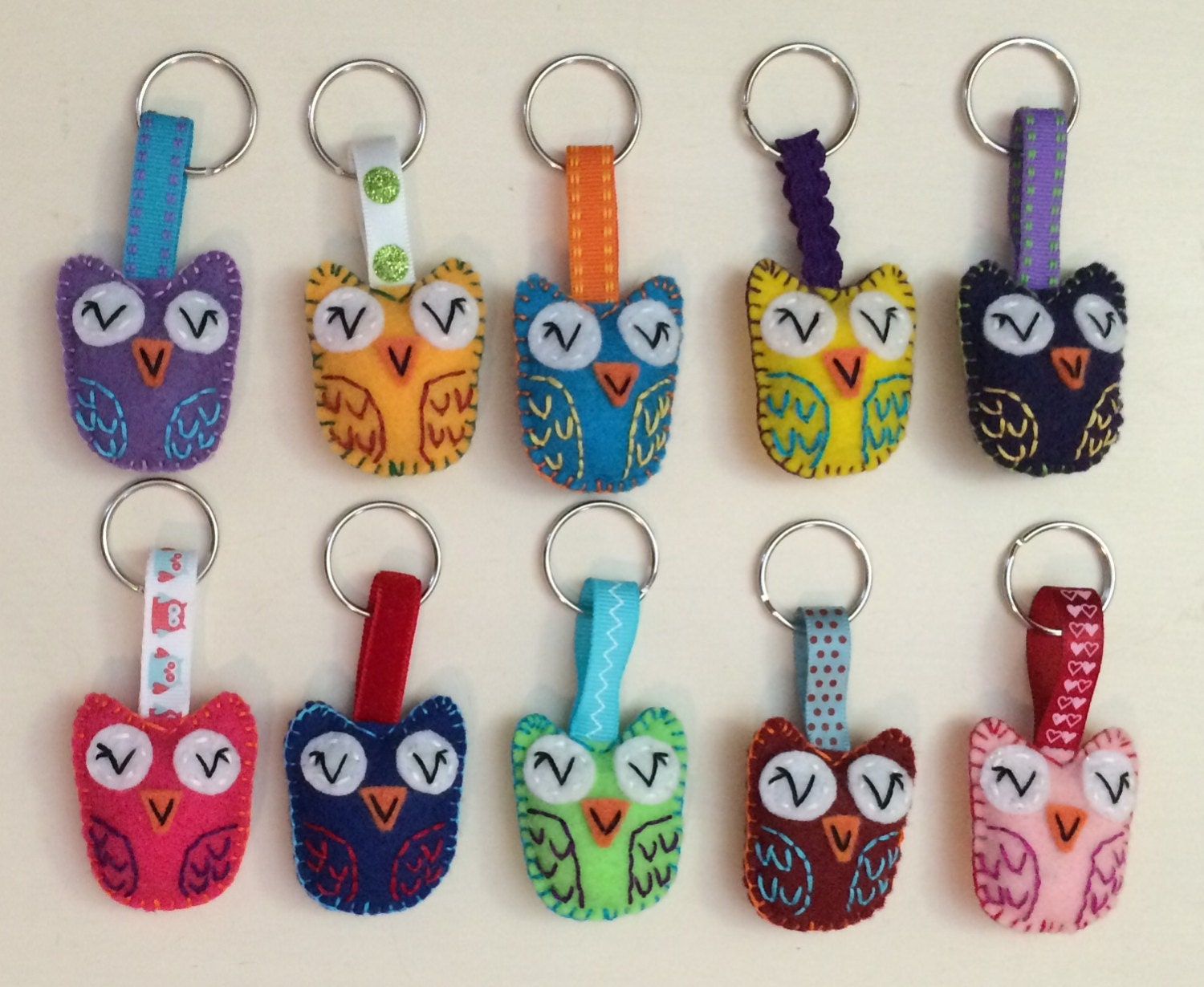 Sweet Owlets Eco Felt Plush Owl Keychain Charm Etsy