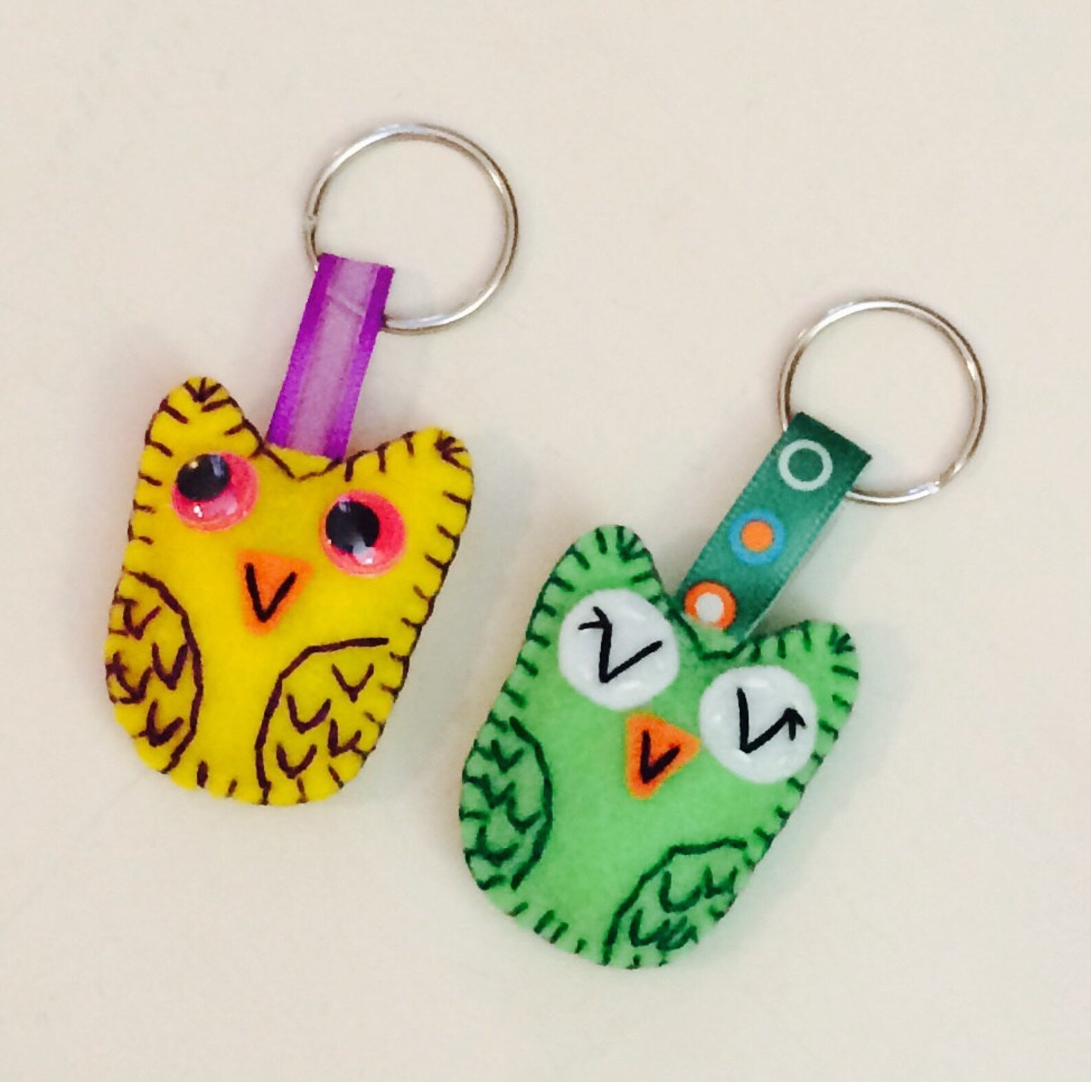 Sweet Owlets Eco Felt Plush Owl Keychain Charm Etsy