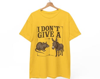 Funny 'I Don't Give a Rat's Ass' Unisex Heavy Cotton Tee, Snarky Animal Graphic Shirt, Humorous Sarcastic Tee, Sassy Graphic T-Shirt, Unisex