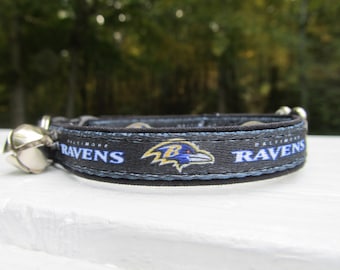 Baltimore Ravens Cat or Small Dog Collar with Option of Black, Gold, Purple or Pink Backing