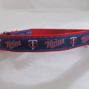Minnesota Twins Cat or Small Dog Collar with Option of Red or Pink Backing image 5