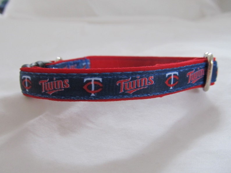 Minnesota Twins Cat or Small Dog Collar with Option of Red or Pink Backing image 5