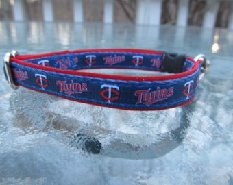 Minnesota Twins Cat  or Small Dog Collar with Option of Red or Pink Backing