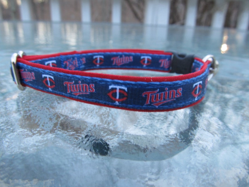 Minnesota Twins Cat or Small Dog Collar with Option of Red or Pink Backing image 1