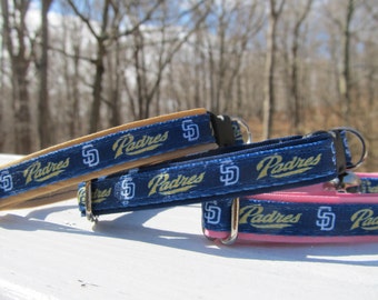 San Diego Padres Cat or Small Dog Collar with Option of Blue, Tan or Pink Backing