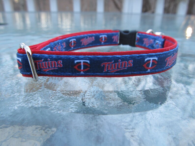Minnesota Twins Cat or Small Dog Collar with Option of Red or Pink Backing image 4