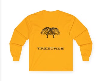 Shacasa Tree Design Long Sleeve T-Shirt, Unisex Cotton Long Sleeve T-shirt