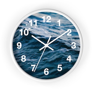Ocean Waves Wall Clock, Beach Theme Home Decor, Coastal Wall Clock