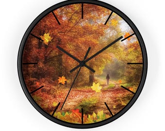 Autumn Leaves Wall Clock | Fall Decor, Seasonal Wall Art