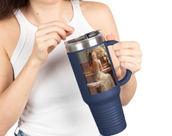 Insulated Stainless Steel Travel Mug, Piano Artwork, 40oz