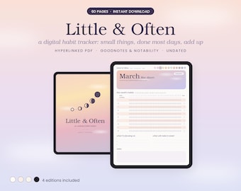 Undated Digital Habit Tracker | Hyperlinked Monthly Planner for GoodNotes & Notability