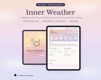 Digital Mood Tracker Journal | Undated Hyperlinked Gratitude Tracker for GoodNotes & Notability