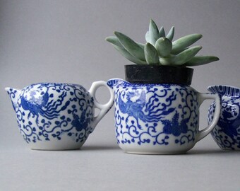 Vintage Blue and White Phoenix Transferware Creamer ~ Petite Pitcher