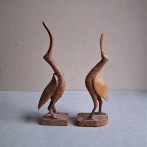 Vintage Carved Long Billed Bird Figurines / Mid Century Appeal / Bird / Nature Lover
