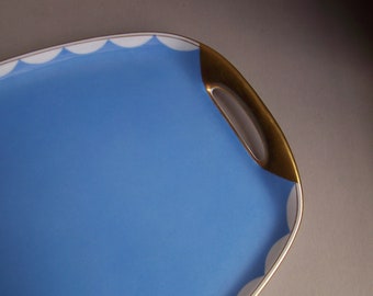 Vintage PIRKENHAMMER Light Blue Oval Serving Platter / Tray