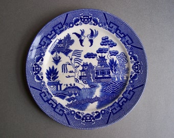 Vintage Blue & White Willow Pattern 9 Inch Plate / Japan