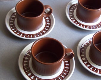 2 Vintage Stonehenge Midwinter Medallion Cup & Saucers Sets / Made in England / 1970's