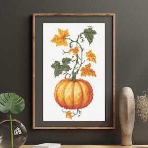 Halloween Pumpkin – Cross Stitch Pattern | PDF Template | Digital Download | Autumn Embroidery | Modern Halloween Decor