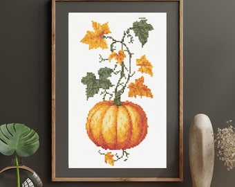 Halloween Pumpkin – Cross Stitch Pattern | PDF Template | Digital Download | Autumn Embroidery | Modern Halloween Decor