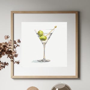 Dry Martini Cocktail - Cross Stitch Pattern: Modern Drink Embroidery (PDF Download)