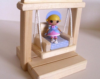 Wooden Toy Small Swing, Peg Doll Swing Set, Dollhouse Accessory, Handmade Wood Waldorf toy, Kids Birthday gift, Jacobs Wooden Toys