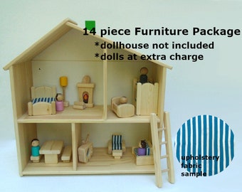 Wooden Toy Peg Doll House Furniture, Natural Wood, Ikea Flisat Dollhouse Furniture Kids Gift, Simple Minimalist Nursery Decor