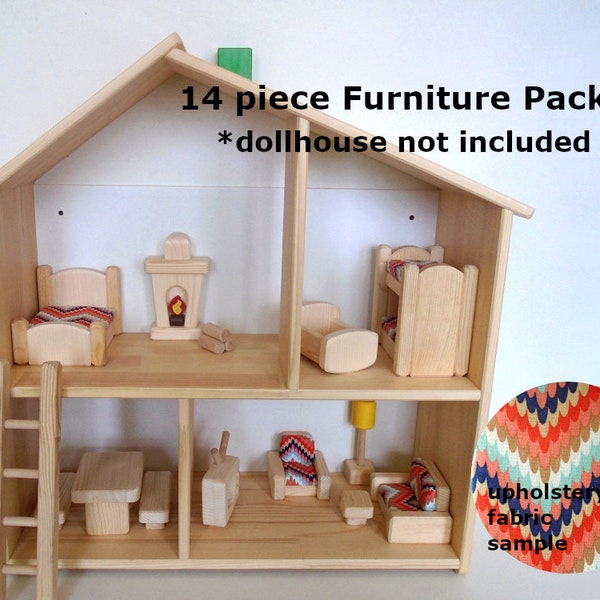 Wooden Toy Peg Doll House Furniture, Natural Wood, Ikea Flisat Dollhouse Furniture Kids Gift, Simple Minimalist Nursery Decor