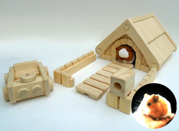 Small Animal Wooden Hideout Guinea Pig Hamster House Cage