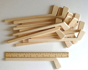 Made to order, Set of 18 Natural Wood Ice Hockey Sticks, delivery 10-12 business days(Mon-Fri) to the USA, Table Decor, Jacobs Wooden Toys