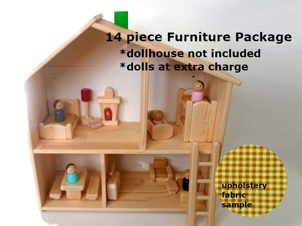 Wooden Toy Peg Doll House Furniture Natural Wood Ikea Flisat Dollhouse Furniture Kids Gift Simple Minimalist Nursery Decor