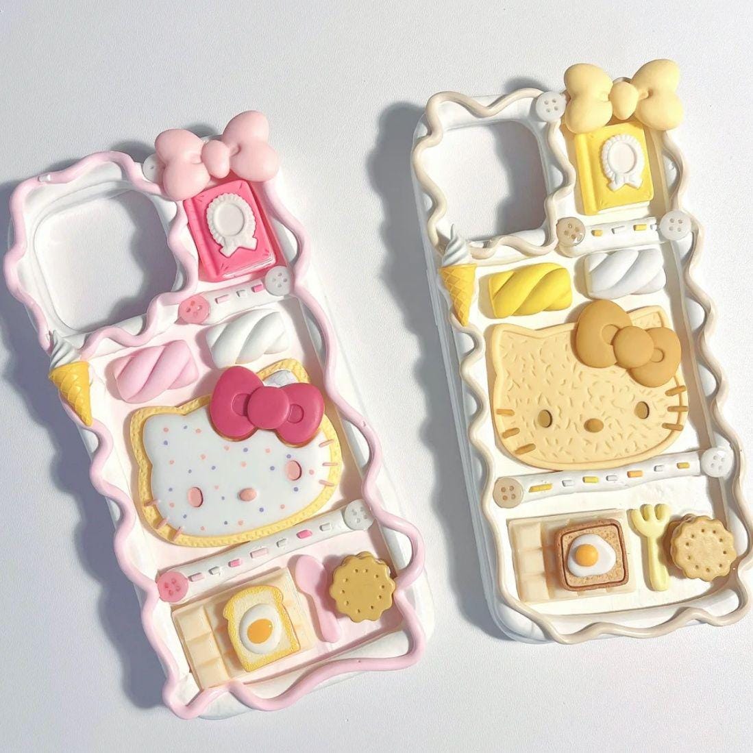 Handmade cream glue Hello Kitty phone case|Phone case gift|Handmade gift|Unique gift|resin charms|Hello Kitty|personalized gifts, girls