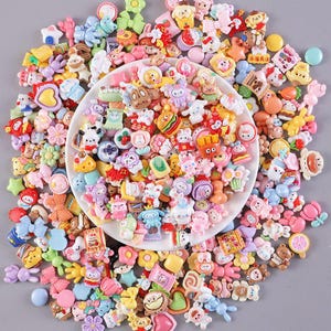 Mix Frosted Resin Cartoon Charms|Harz Schleim Charms für Kinder DIY|DIY-Materialien|Material zum Basteln