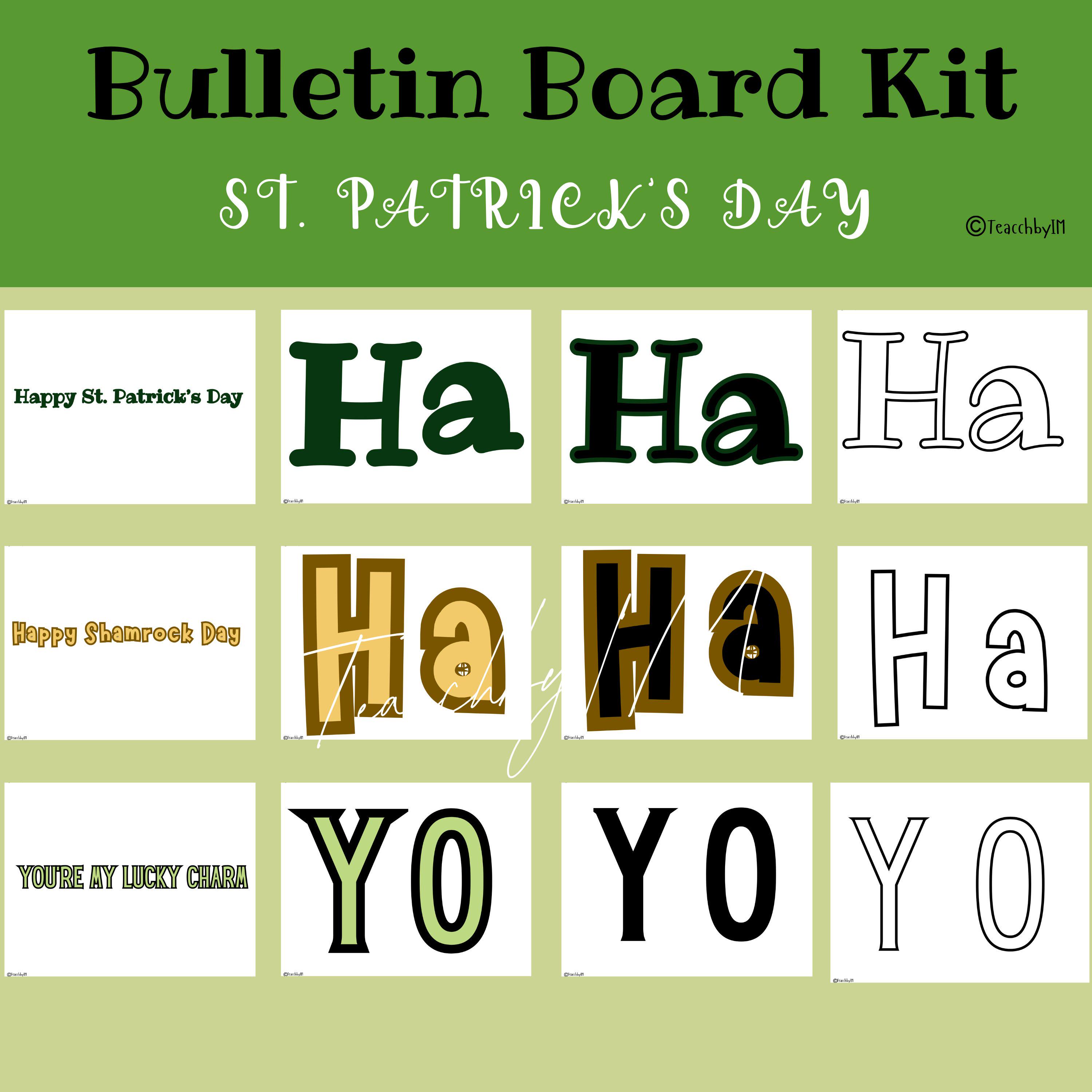 St. Patrick's Day Bulletin Board Kit: Shamrock Decor (PDF & PPT) - Etsy