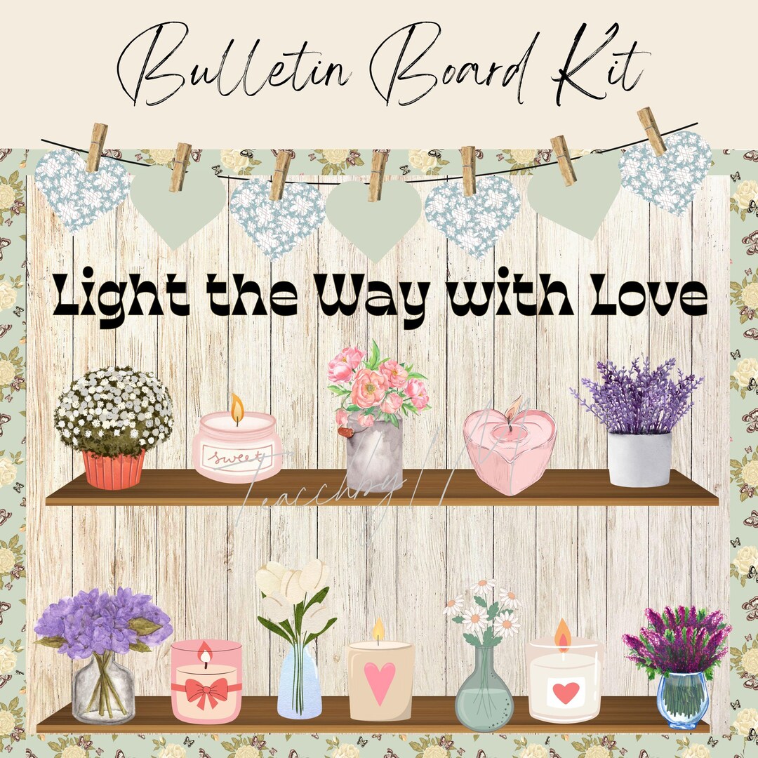 Valentine's Day Bulletin Board Kit, Light the Way With Love Door Decor ...