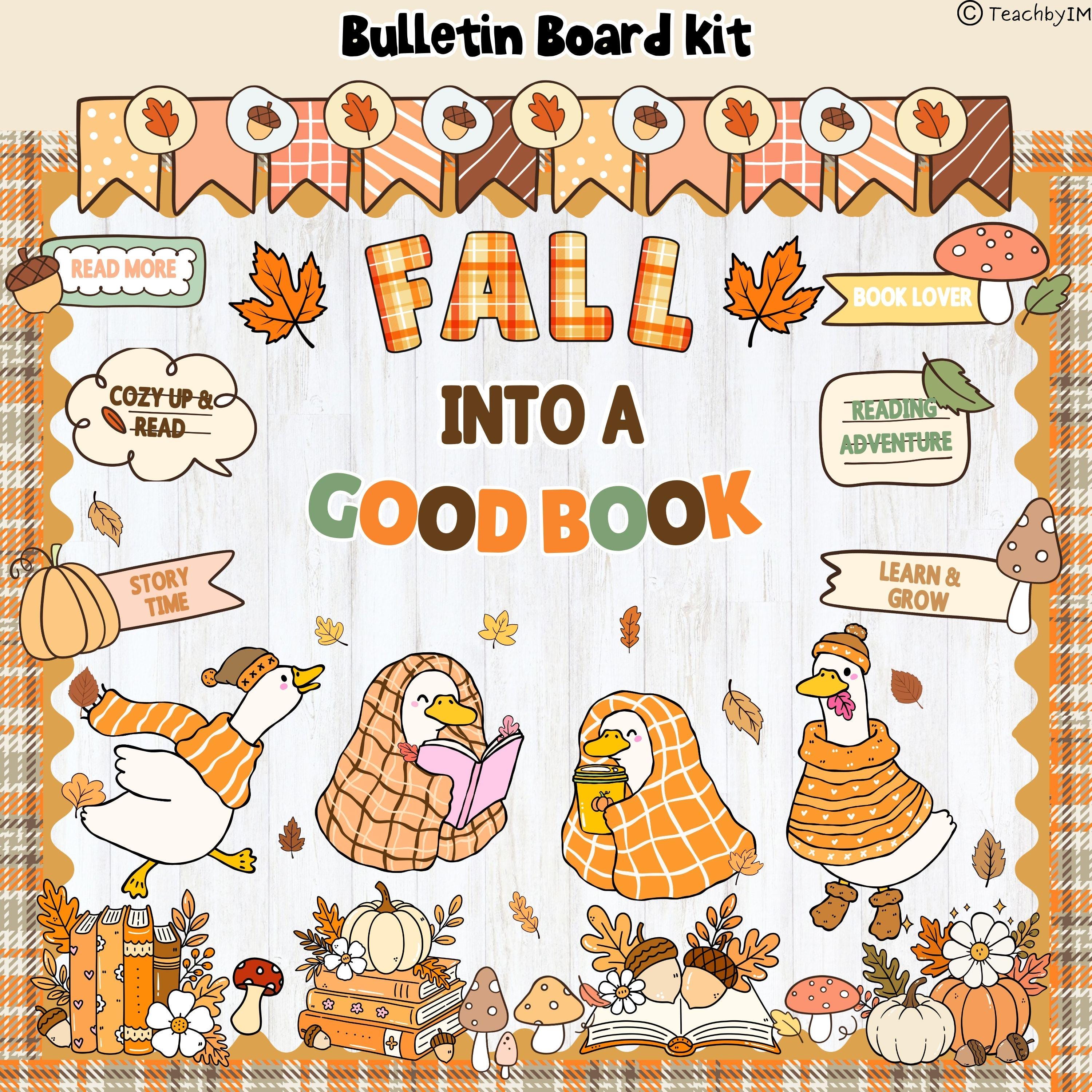 Fall Into a Good Book Classroom Decor, Editable A-Z 0-9 Reading Theme