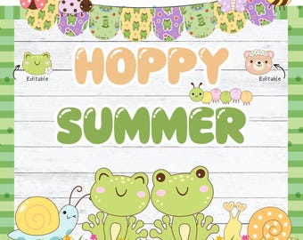 Kit de tablón de anuncios de verano alegre / Decoración editable para el aula / Letras de la A a la Z del 0 al 9
