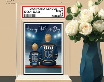 Personalized Hockey Dad Acrylic Plaque, Trading Card Style